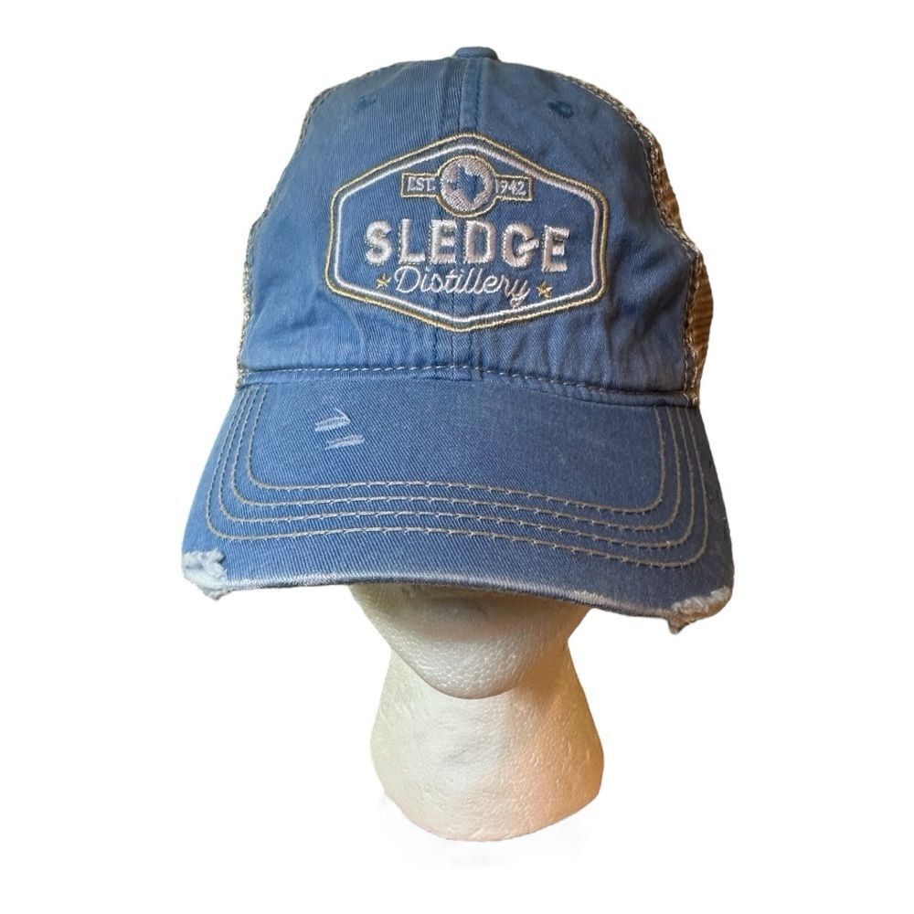 Sledge whiskey Texas cap excellent quality  distressed tea washed mesh